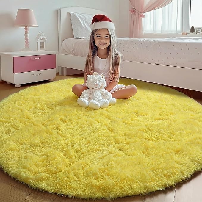 ONASAR Yellow Round Area Rugs 4ft by ONASAR