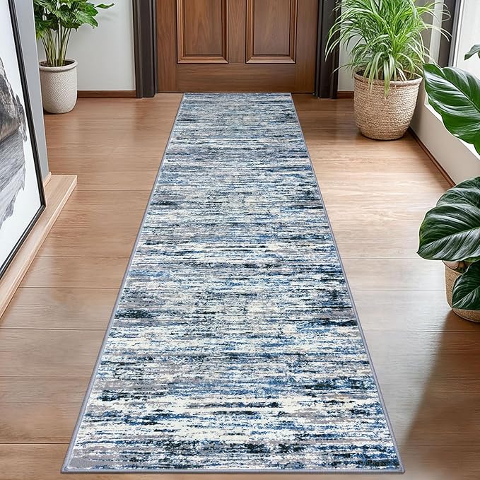 Lansny Modern Abstract Hallway Runner Rug by lansny