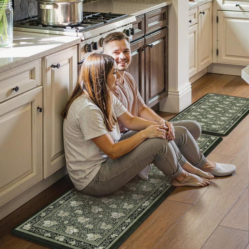 KIMODE Kitchen Mats for Floor Cushioned Anti Fatigue 2-Piece Comfort Mat