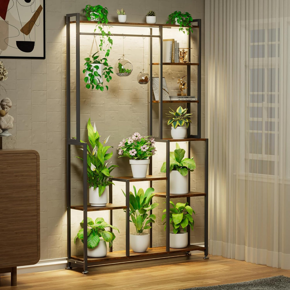 CODACE Plant Stand Indoor with Grow Light - 71 Inches Tall Plant Shelf