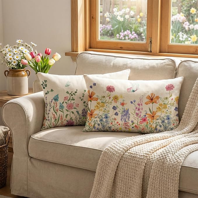 ONFAON Spring Summer Pillow Covers 20x12 Set of 4, Seasonal Holiday Farmhouse - Image 7