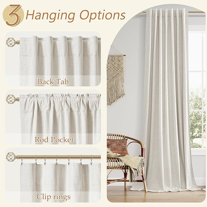 Guken Boho 100% Blackout Curtains 126 Inches Extra Long - Image 6
