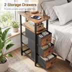 LOAKEKEL Narrow End Tables Living Room Set of 2 with Charging Station