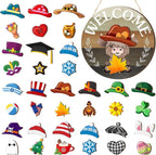 Vicenpal 35 Pcs Fall Interchangeable Highland Cow Welcome Sign, Plaid