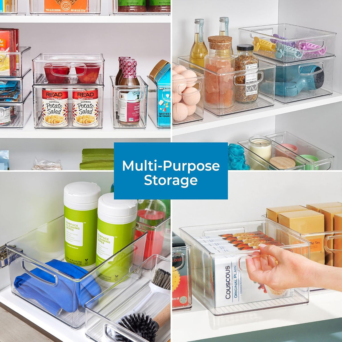 iDesign Stackable Storage Bin with Handles, Clear