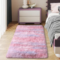 Soft Runner Rugs for Bedroom Hallways, 2x4 Abstract Pink Fluffy Shag Throw Area by Ailyei