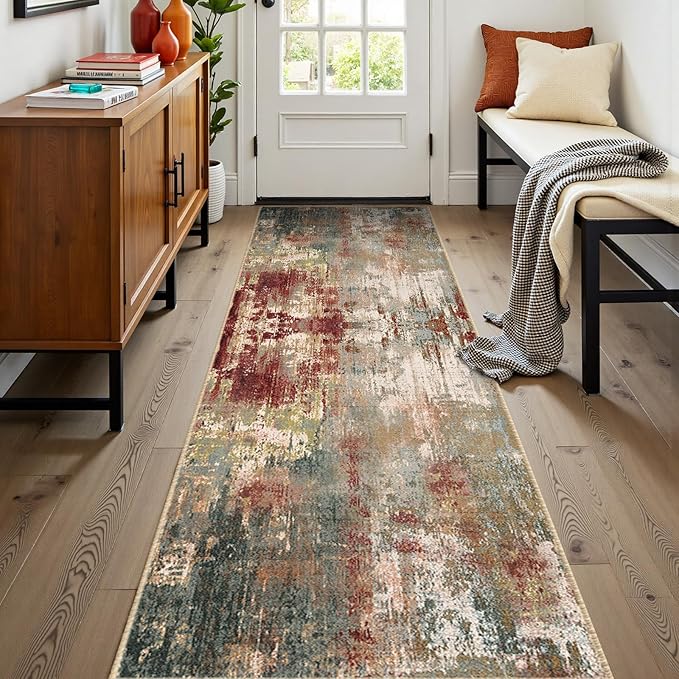 Washable Area Rugs 2'x8' Non-Slip Modern Abstract Soft - Image 3