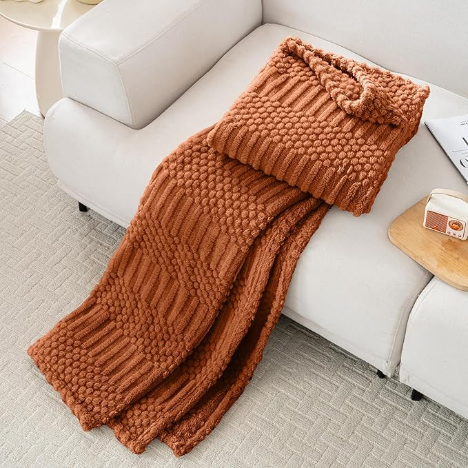 90x90 Inch Rust Queen Bed Blanket - Image 4