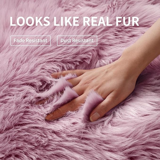 Faux Fur Rug for Bedroom, Fluffy Runner Rugs Soft Sheepskin Rug Sofa Couch Seat - Image 3