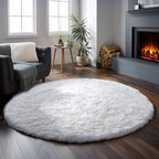 White Round Rug 6Ft for Bedroom, Circular Circle Area Rugs for Living Room - Image 7