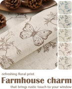 jinchan Floral Linen Curtains for Living Room 84 Inch Length Butterfly Curtain - Image 8