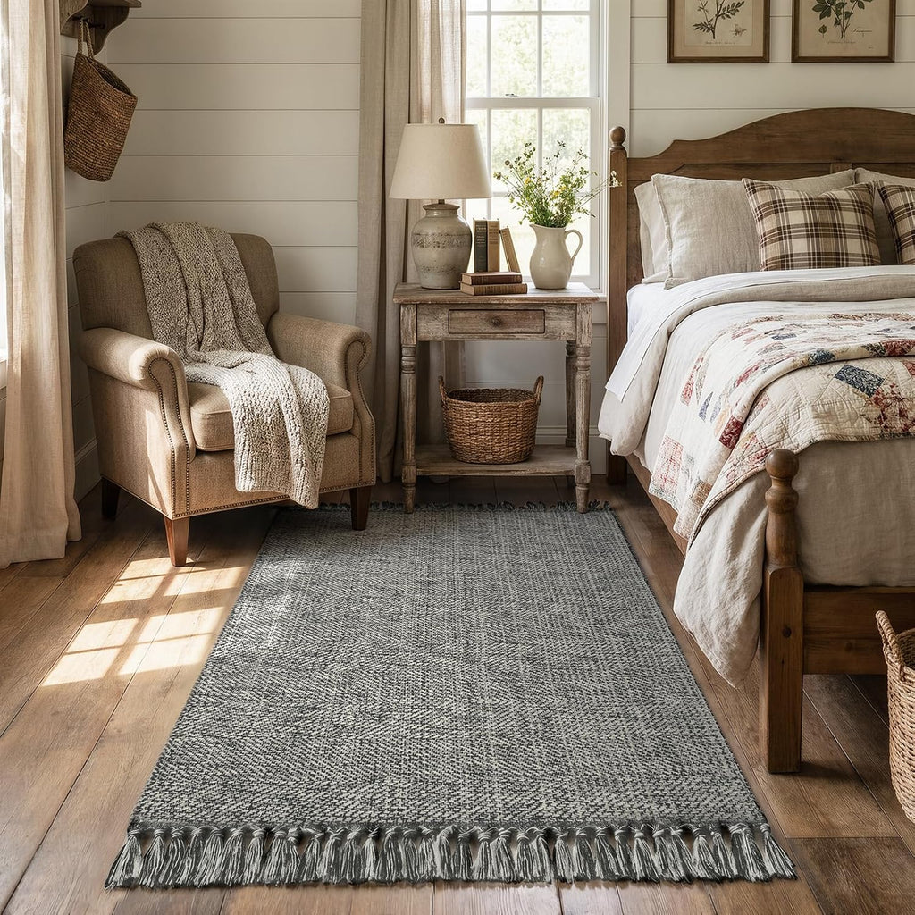 Collive 3' x 5' Indoor Entryway Rug, Boho Modern Grey Washable Kitchen Rug