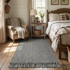 Collive 3' x 5' Indoor Entryway Rug, Boho Modern Grey Washable Kitchen Rug