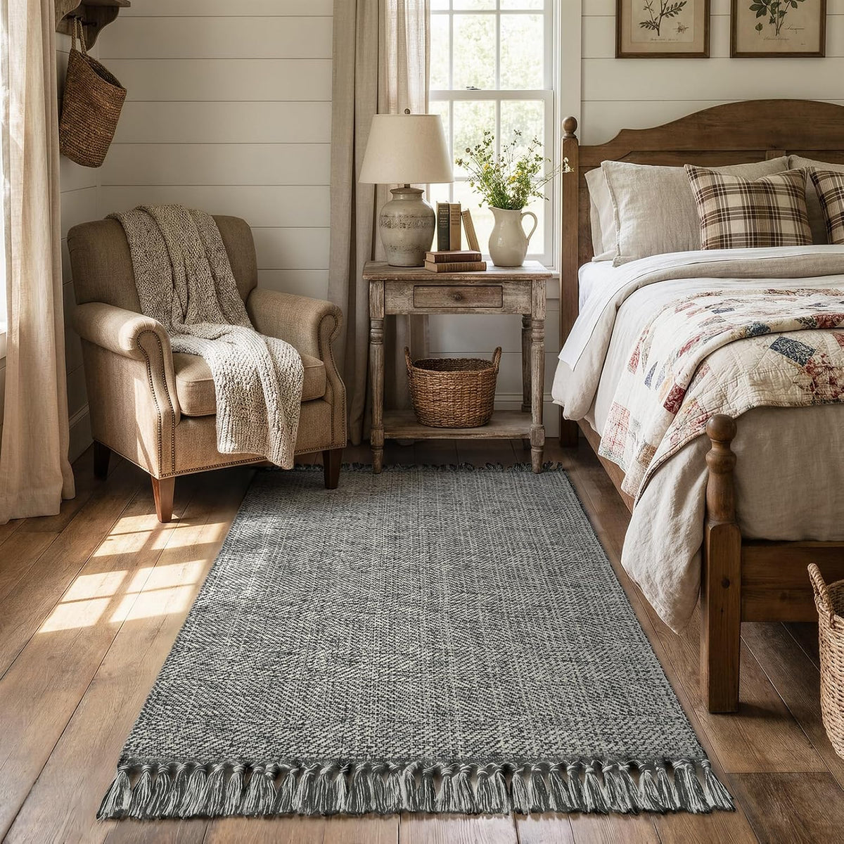 Collive 3' x 5' Indoor Entryway Rug, Boho Modern Grey Washable Kitchen Rug
