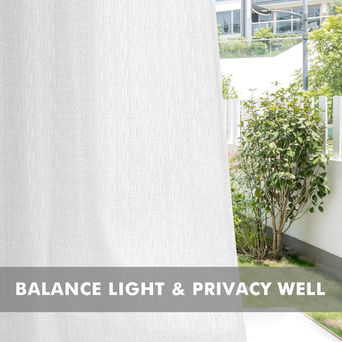 Linen Outdoor Curtains for Patio Waterproof 4 Pcs 54x84 In White