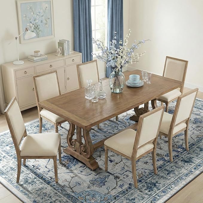 Area Rugs 10'x12' Washable Non-Slip, Floral Vintage Distress Print Pattern - Image 2