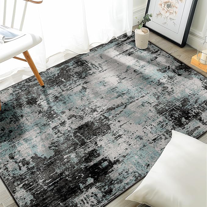 Washable Area Rugs 3'x5' Non-Slip Modern Abstract Soft by RELEANY