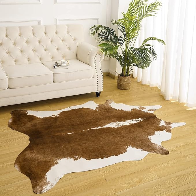 AROGAN Premium Faux Cowhide Rug 6.2 x 5.2 Feet, Sturdy and Large Size Cow Print - Image 7
