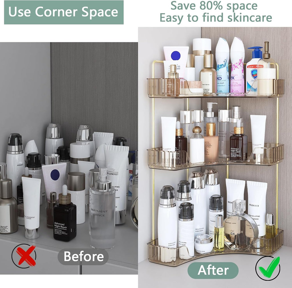 Webetop Corner Bathroom Shelf, 3 Tier Countertop Organizer for Vanity