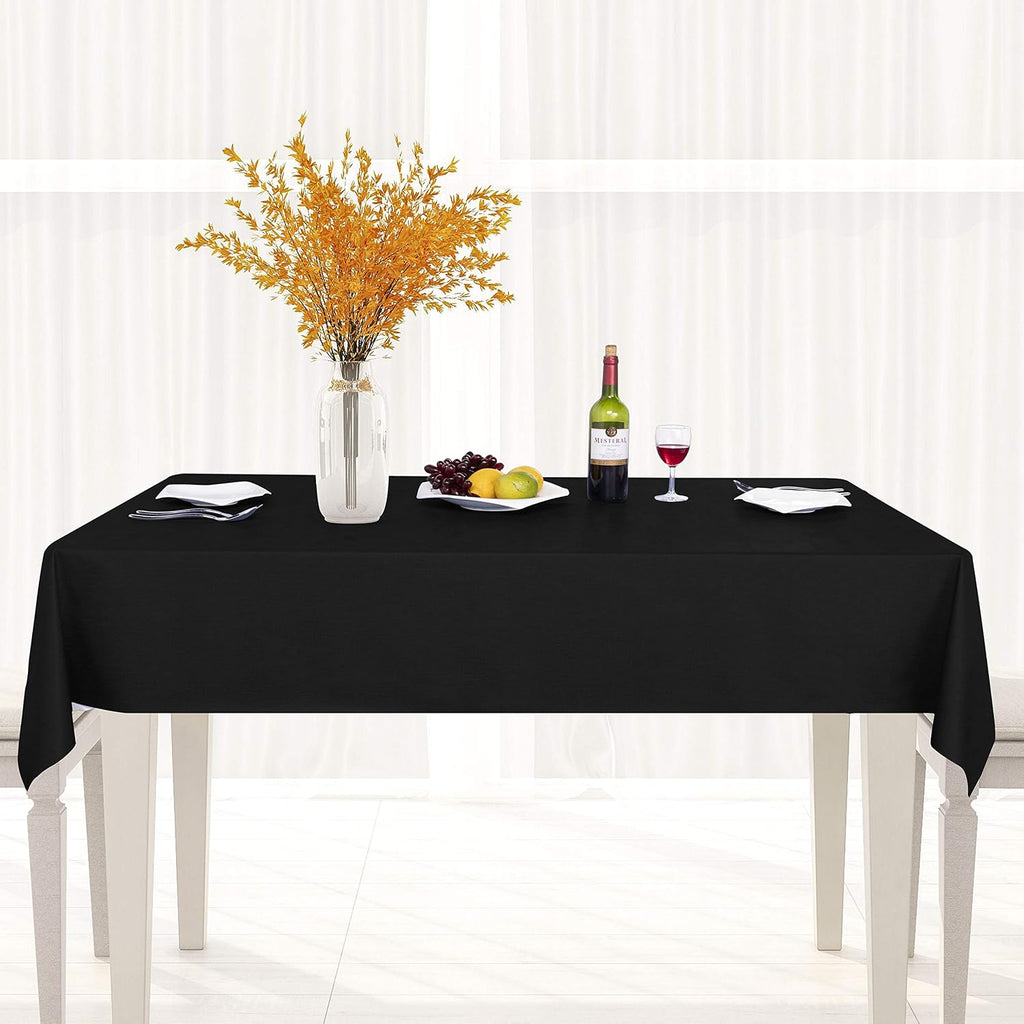 sancua Waterproof Rectangle Vinyl Tablecloth Table Cloth 60x84 Inch, Black