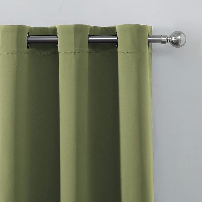 LEMOMO Olive Green Thermal Blackout Curtains/52 x 72 Inch/Set of 2 Panels Room - Image 7