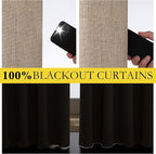 NICETOWN Burlap Vintage Open Linen Weave Flax Thermal Curtains, 100% Blackout - Image 4
