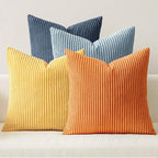MIULEE Pack of 4 Blue-Orange Corduroy Decorative Throw Pillow Covers 18x18 Inch by MIULEE