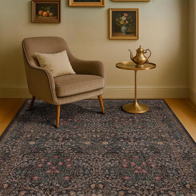 Washable Dark Brown 4x6 Area Rugs by HazoHaus