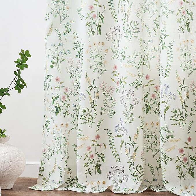 jinchan Floral Linen Blend Curtains - Image 7