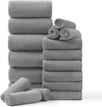 18 Piece Family Bath Towel Set Include 6 Bath Towels,6 Hand Towels and 6 Washcloths Soft Bathroom Towel with Hanging Loops,Highly Absorbent Quick Dry Towels Set for Bathroom,Hotel and Spa-Green
