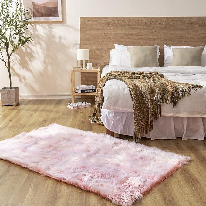 Ashler faux fur rug, Fluffy Shaggy Area Rug Ultra Soft 3 x 5 Feet Rectangle Fur - Image 2
