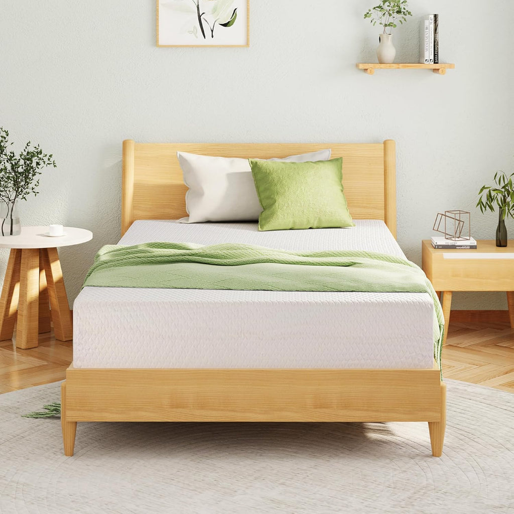 EGOHOME Full Size Memory Foam Mattress 6 Inch, Green Tea, Medium Firm