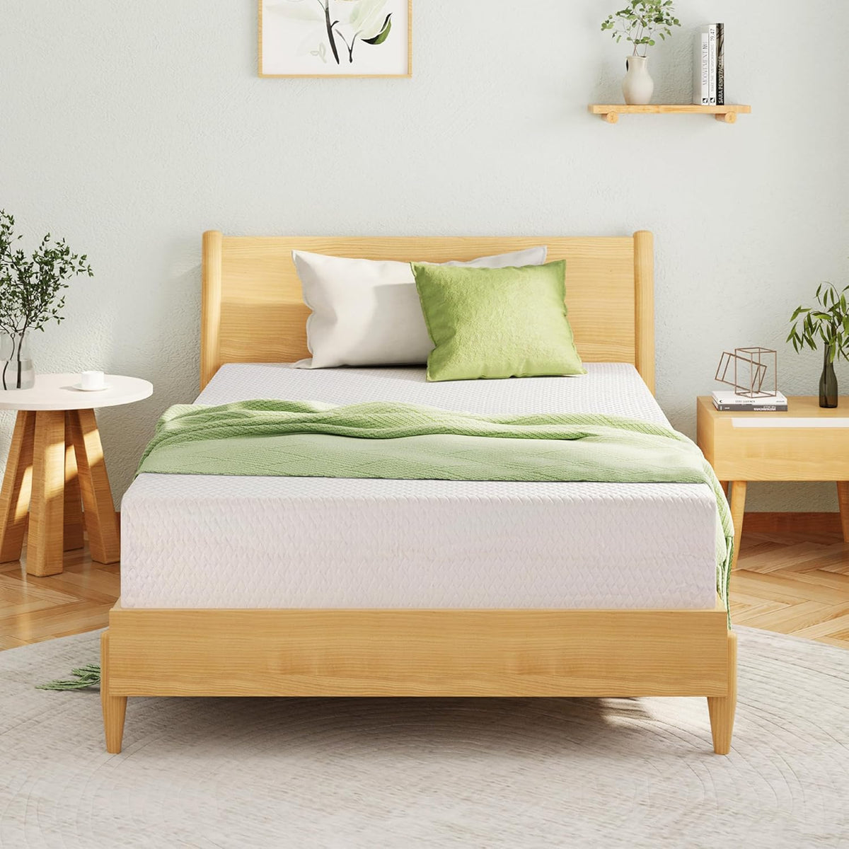 EGOHOME Full Size Memory Foam Mattress 6 Inch, Green Tea, Medium Firm