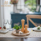 Hanobe Wooden Decortaive Coffee Table Tray, Round Candle Holder Centerpiece