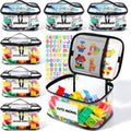 6 Pack Clear Toy Storage Bag with Name Tag& Manual Pocket, Waterproof Transparent PVC Toy Organizer Case for Lego Bricks, Board Games, Building Blocks, Puzzles (Large Capacity, Black)