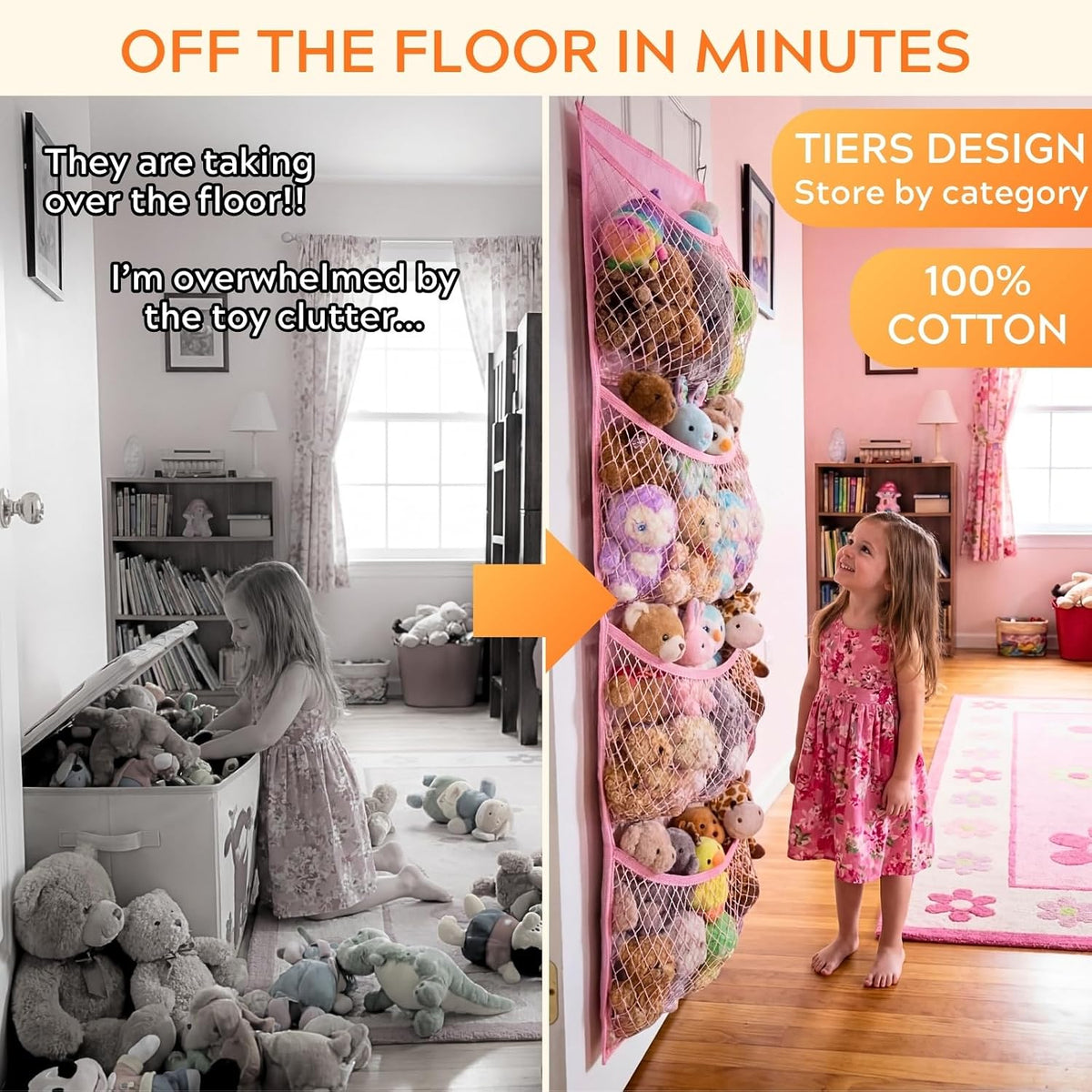 Ofiray-home Cotton Over The Door Stuffed Animal Storage