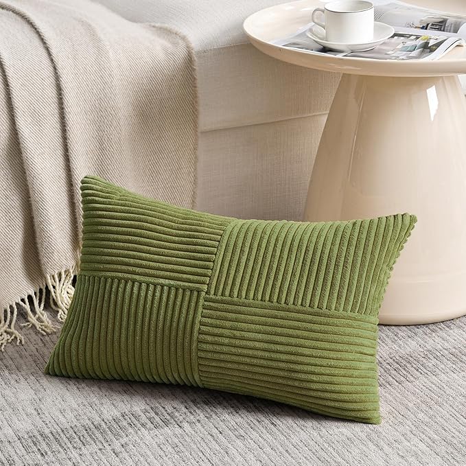 Fancy Homi 2 Packs Moss Green Lumbar Decorative Throw Pillow Covers 16x32 Inch - Image 2