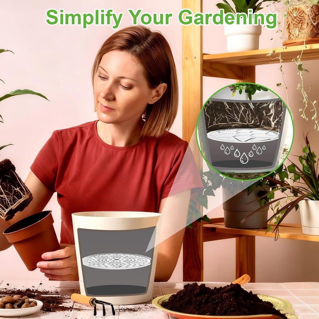 6 PCS Round Planter Inserts for Large Tall Pots,10" 11'' 12'' Stainless Steel Flower Pot Lift Insert Portable Planter Accessories Use Less Potting Soil,for Inside Pots with Drainage Hole