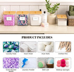 HomePekite Laundry Pods Storage Container, Clear Acrylic Laundry Room Organization and Storage ,Detergent Powder Container,with Wooden Lids & Labels, 3+1 Pack