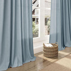 Light Blue Linen Curtains 63 Inches Long 2 Panel Sets - Image 6