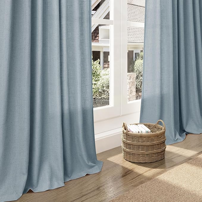 Nanspring Light Blue Linen Curtains 72 Inch Length - Image 6