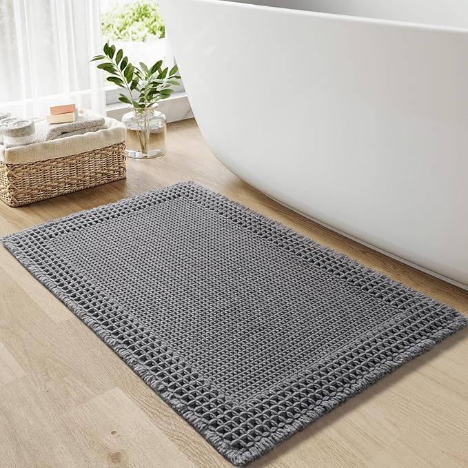RESARE Waffle Bath Mat for Bathroom, Super Absorbent Bathroom Rugs Non Slip by Resare