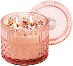 Chloefu LAN Orange & Bergamot Candle for Home Scented, Crystal Candles with Healing Stones, Gift for Women Men, Emotional Support, Encouragement and Affirmation, Highly Scented & Long Lasting, 14 oz