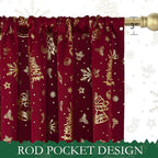 NICETOWN 2 Panels Christmas Red Curtains 52 x 84 Inch, Xmas Theme Window - Image 2