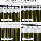 RYB HOME Moss Green Velvet Curtains 63 inches - Image 4