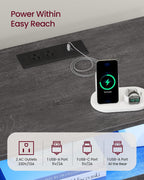 VASAGLE 23.6 Nightstands, LED Lights, Charging Station, 2 Drawers