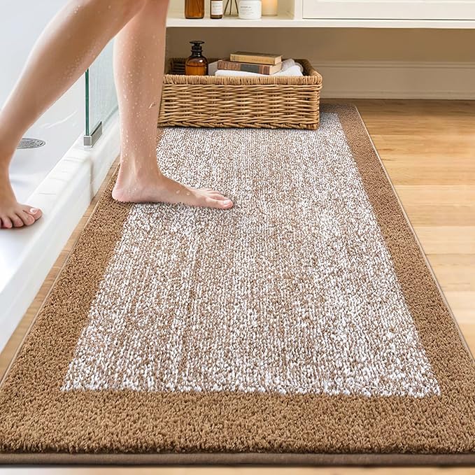 60x24 Long Bathroom Rugs Washable Non Slip, Coffee Bath Mat - Image 2