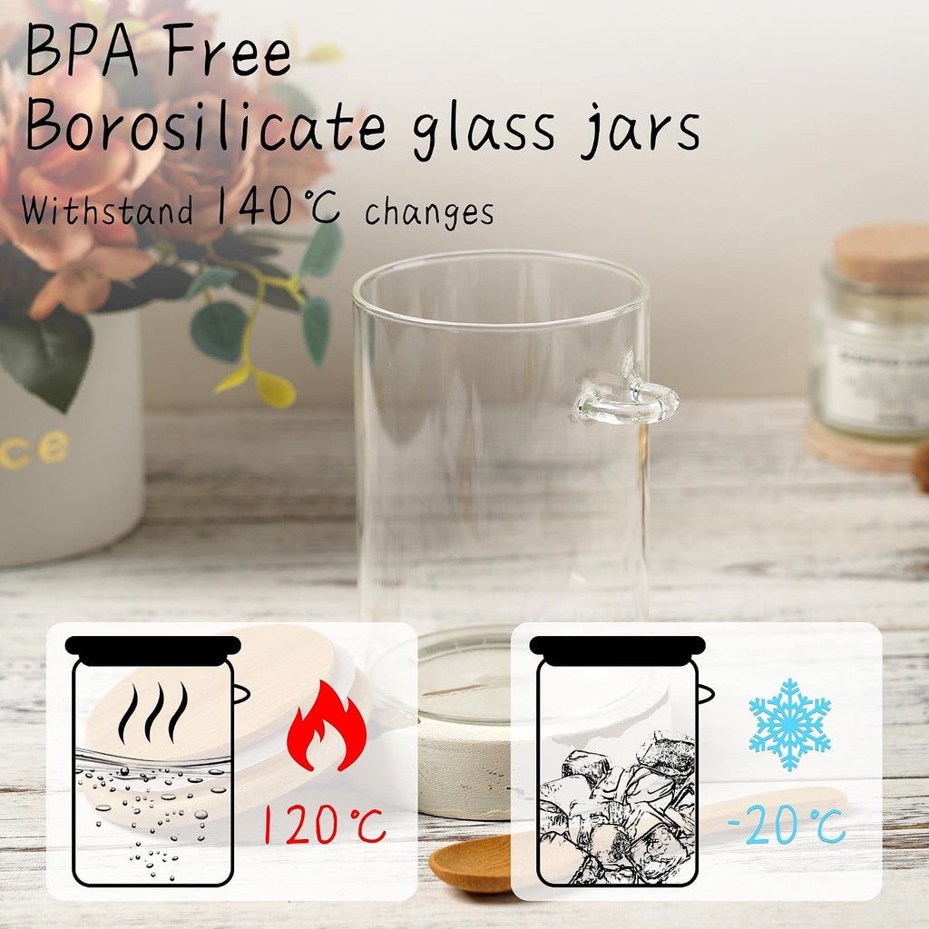 15 oz Glass Sugar Container, 2 Pack Coffee Container, Glass Jars with Lids
