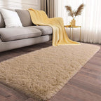 Fluffy Shag Runner Rugs for Bedroom Hallways, 2x8 Beige Long Soft Throw Area - Image 3