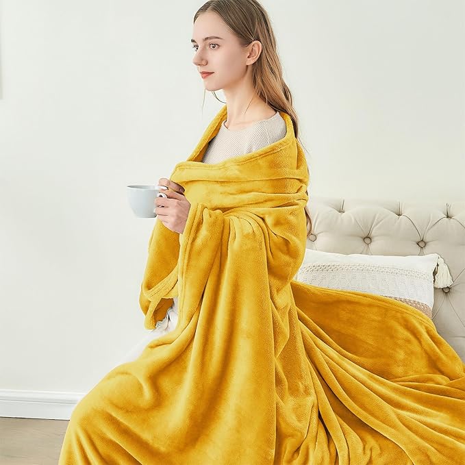 BEDELITE Fleece Blanket Yellow Throw Blanket - Image 4